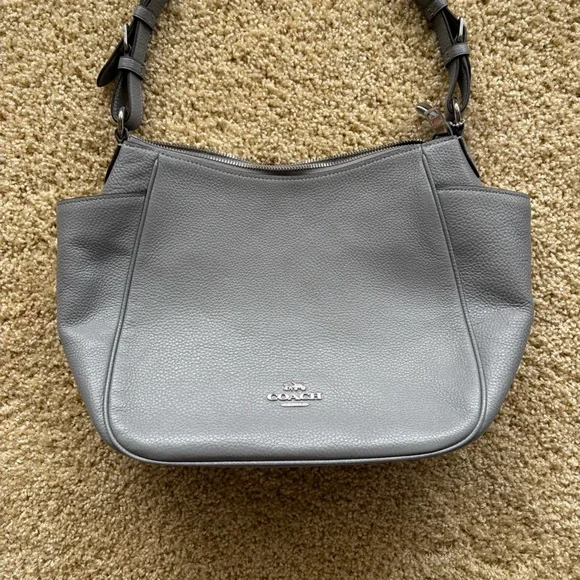 Coach Rori Gray Pebbled Leather Hobo Shoulder Bag - Picture 3 of 16